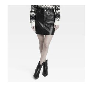 Women's High-Rise Faux Leather Mini Skirt - Universal Thread Black